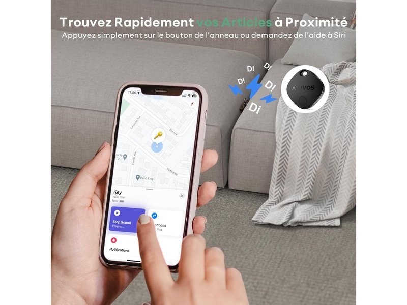ATUVOS – Trackers d’Objets Bluetooth Type AirTag – Lot de 2
