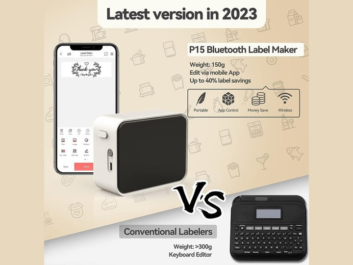 PRISTAR – Étiqueteuse Bluetooth mini compatible iOS & Android