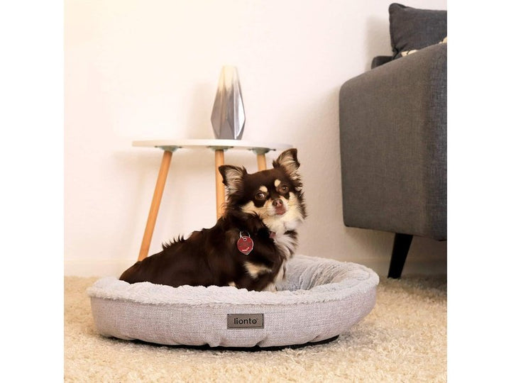 LIONTO - Lit rond pour animal de compagnie (chien, chat) confortable, anti-dérapant.