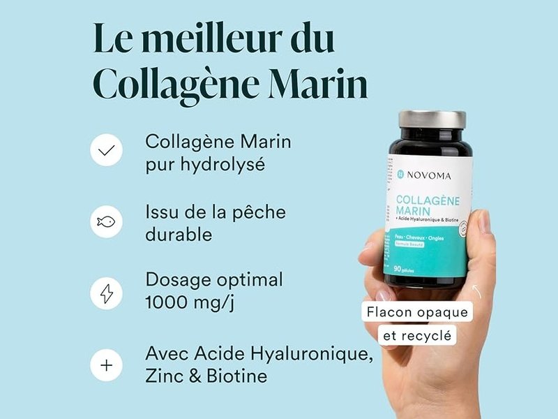 NOVOMA - Collagène Marin Novoma avec Acide Hyaluronique, 90 gélules