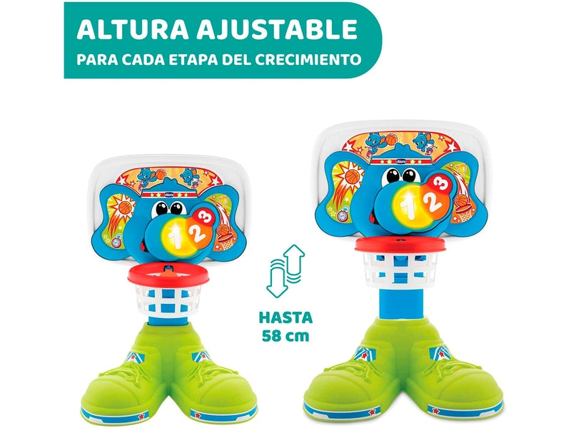 CHICCO - Ligue de Panier - Anneau de Basket Électronique avec Jeux et Musique intégrés