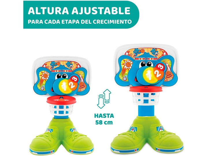CHICCO - Ligue de Panier - Anneau de Basket Électronique avec Jeux et Musique intégrés