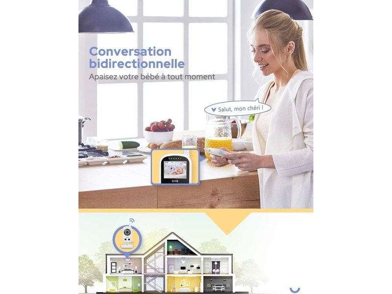 GHB - Moniteur Vidéo Bébé avec Vision Nocturne