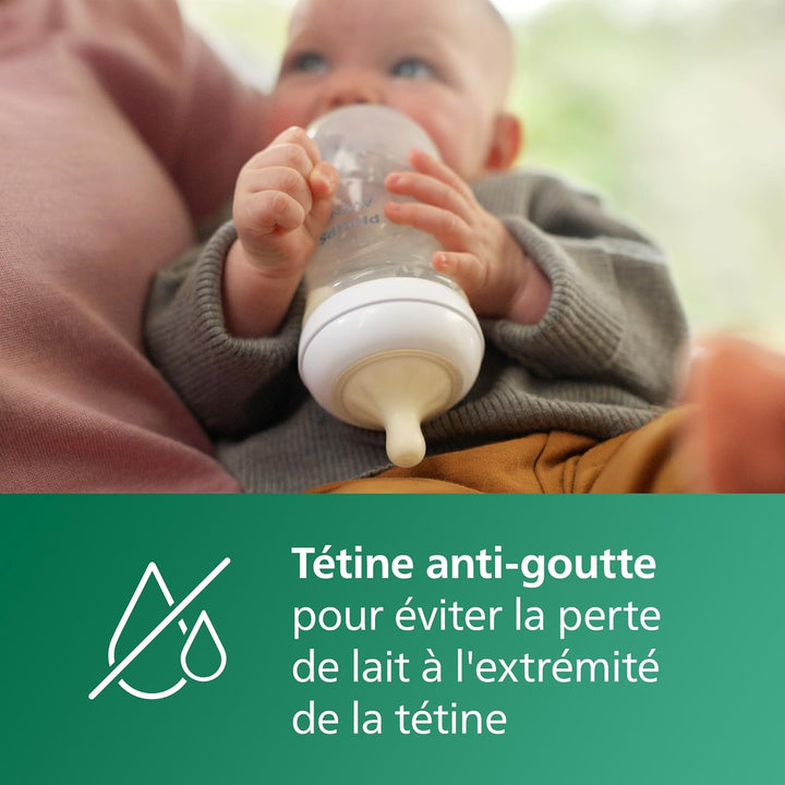 PHILIPS AVENT – Natural Response - Biberons en verre 240 ml (8 oz) avec tétines à débit moyen (Débit 3)