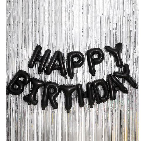 Ballons d'anniversaire en forme de lettre noire de 16 pouces