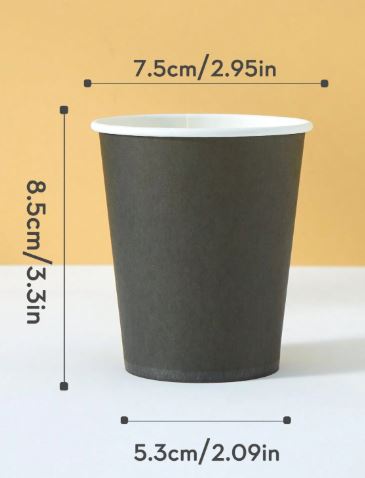 Gobelets en papier noir – Jetables pour boissons froides et café (25 pièces)