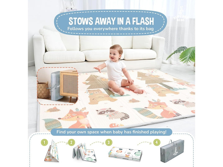 Tapis de Jeu XXL Pliable en Mousse pour Bébé – Réversible et Épais, 150x180cm