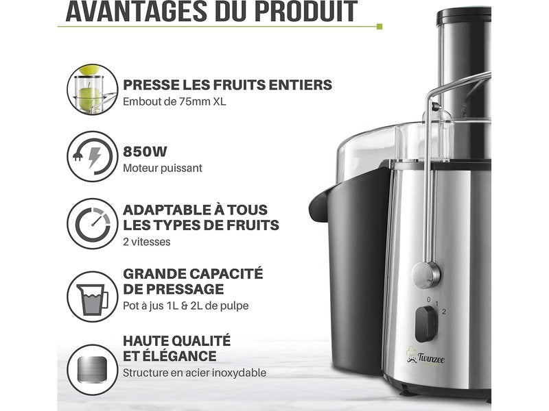 Twinzee - Extracteur de Jus - Puissant et Pratique