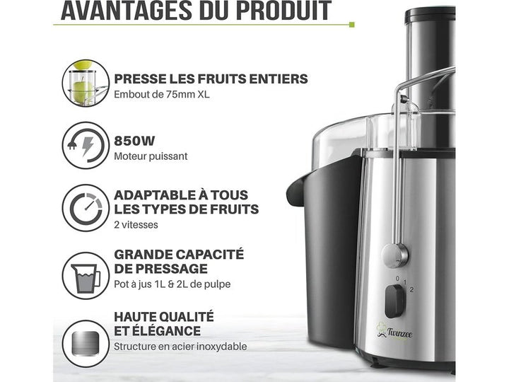 Twinzee - Extracteur de Jus - Puissant et Pratique