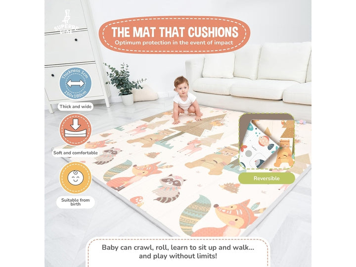 Tapis de Jeu XXL Pliable en Mousse pour Bébé – Réversible et Épais, 150x180cm
