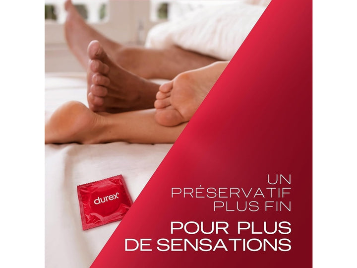 DUREX FEELING EXTRA – Préservatifs Fins & Extra Lubrifiés, Sensation Naturelle - 20 pièces