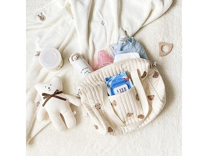 Sac à Langer Bébé en Coton Brodé – Fourre-Tout Portable
