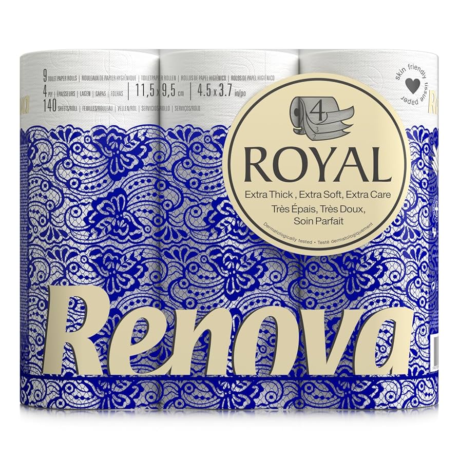 Renova Royal Papier hygiénique 4 plis blanc, 9 rouleaux CONFORT