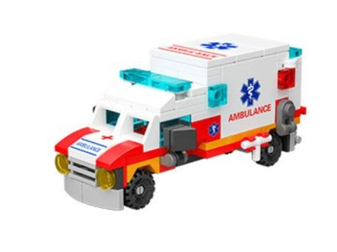 Ensemble de mini pièces de construction  ambulance 6 en 1 avec petites particules
