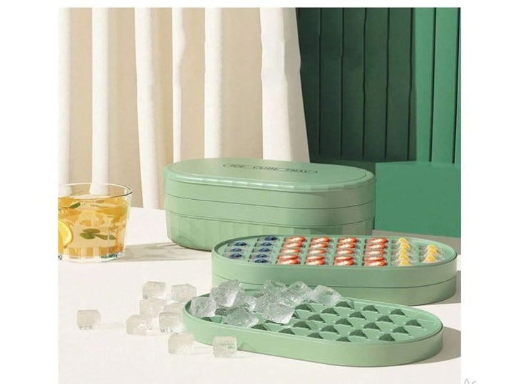 Bac à Glaçons avec Récipients et Compartiments Multiples – Vert