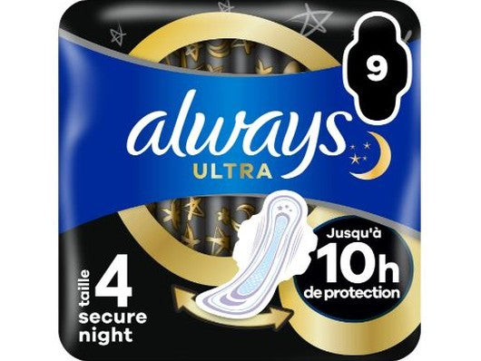 ALWAYS - Serviettes Hygiéniques avec Ailettes Secure Night Taille 4 Ultra x9  Dialy - Dakar