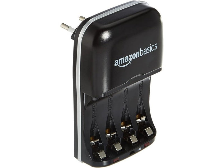 Amazon Basics - Chargeur de piles rechargeables avec port de charge rapide -Ni-MH USB Dakar Dialy