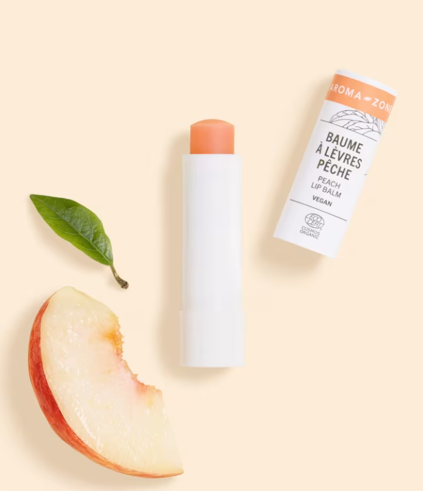 Baume à lèvres BIO vegan pêche Aroma-Zone – disponible à Dakar sur Dialy en 60 MIN
