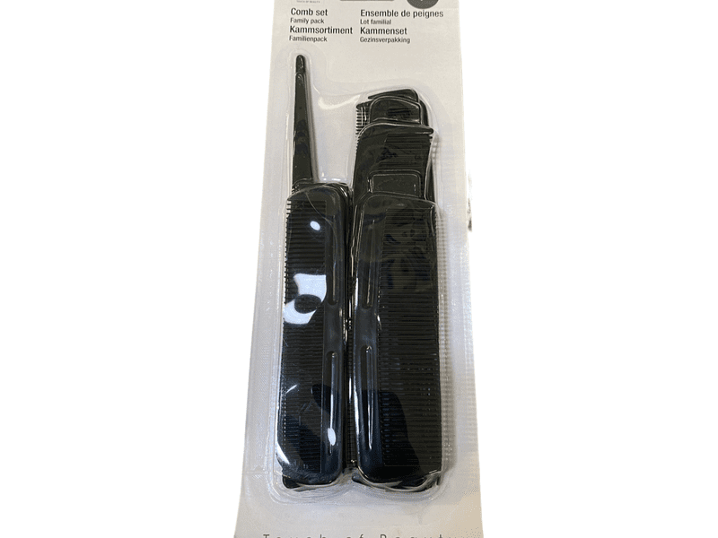 COMB set family pack - ensemble de 12 peignes à cheveux noirs pour toute la famille