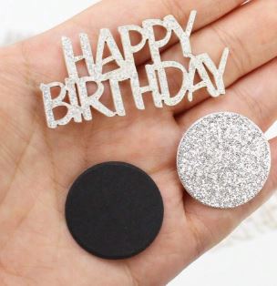 Confettis ronds noirs et argentés – 100 pièces - Joyeux Anniversaire