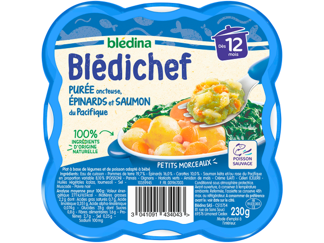 BLEDINA - Blédichef - Purée onctueuse épinards et saumon du pacifique - 230g DAKAR DIALY