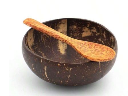 Bol en Coquille de Noix de Coco Naturel – Lot de 4 Bols & 4 Cuillères Écologiques