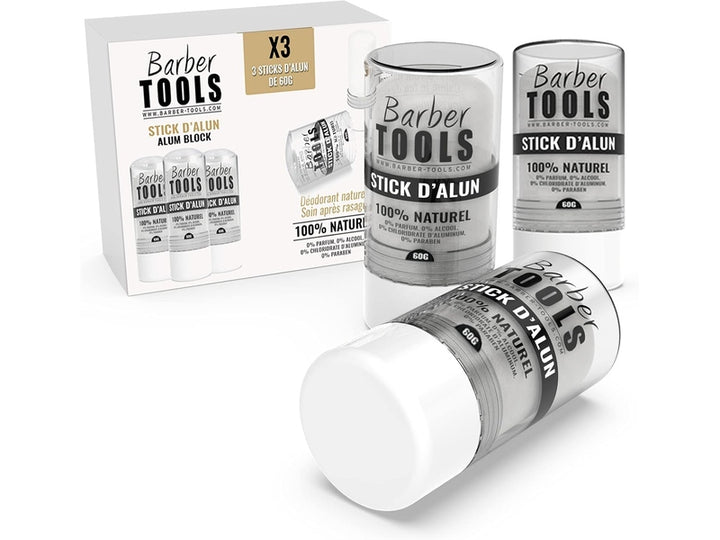 Barber Tools - Lot de 3 Sticks Déodorant de 60gr à la Pierre d'Alun Dakar Dialy