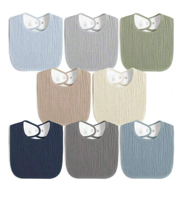 Bavoirs Bébé Mousseline Vert – Lot de 8, Mixte Garçon & Fille Dialy - Dakar