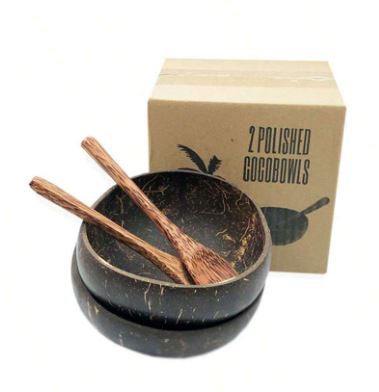 Bol en Coquille de Noix de Coco Naturel – Lot de 2 Bols & 2 Cuillères Écologiques Dialy - Dakar
