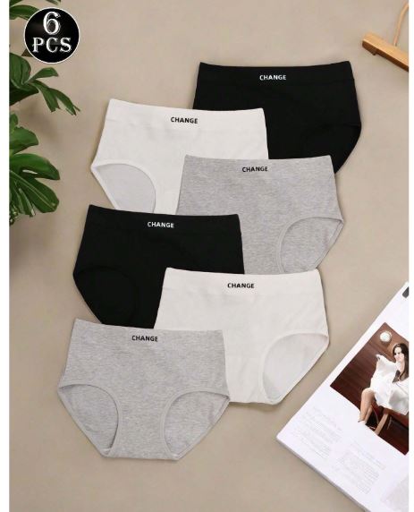 Sous-Vêtements Femme – Lot de 6, Confortables & Imprimés Lettres