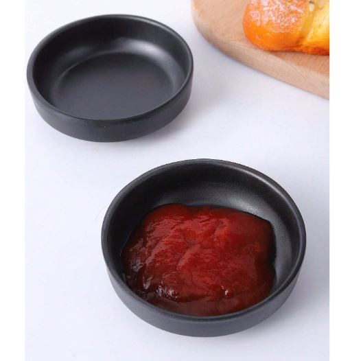 2 pièces  petites Assiettes  de sauce, plats à apéritif en forme de feuille noire