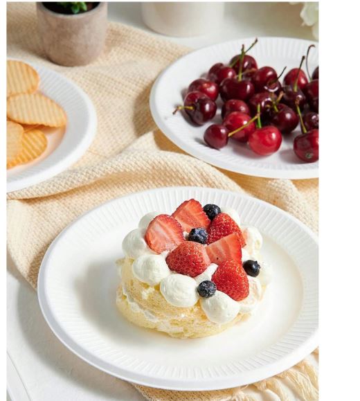 Assiettes en papier compostables, assiettes à repas en papier de 6 pouces (environ 15,5 cm),100 pièces