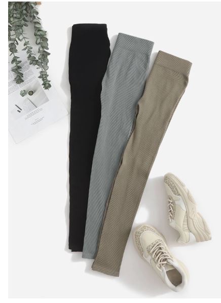 SHEIN - Pack de 3 Leggings Femme – Tricot, Confort & Entraînement