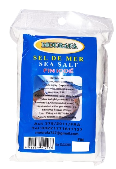 MOURAFA - Sel de mer iodé fin en sachet - 750g