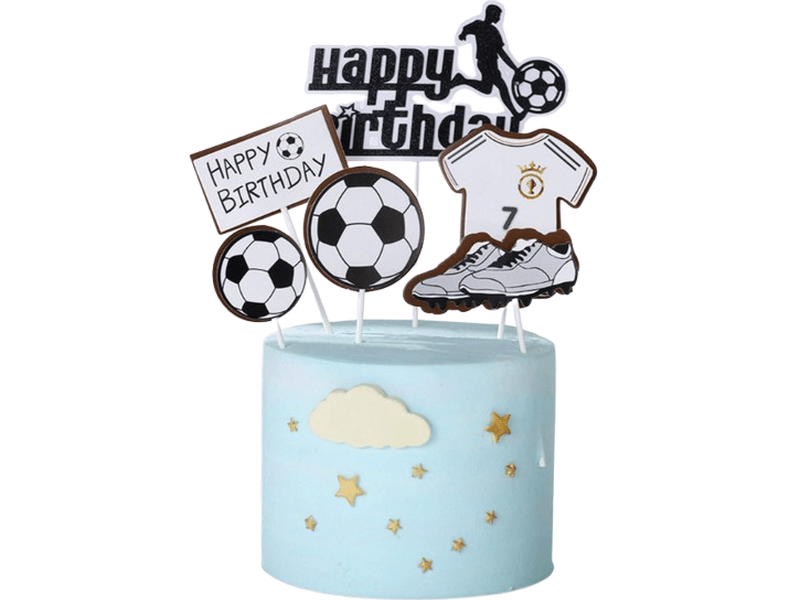 Ensemble de décorations de gâteau motif football, 6pcs