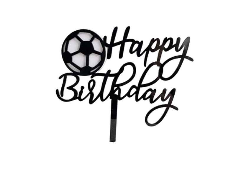 Figurine de gâteau d'anniversaire en acrylique motif football,