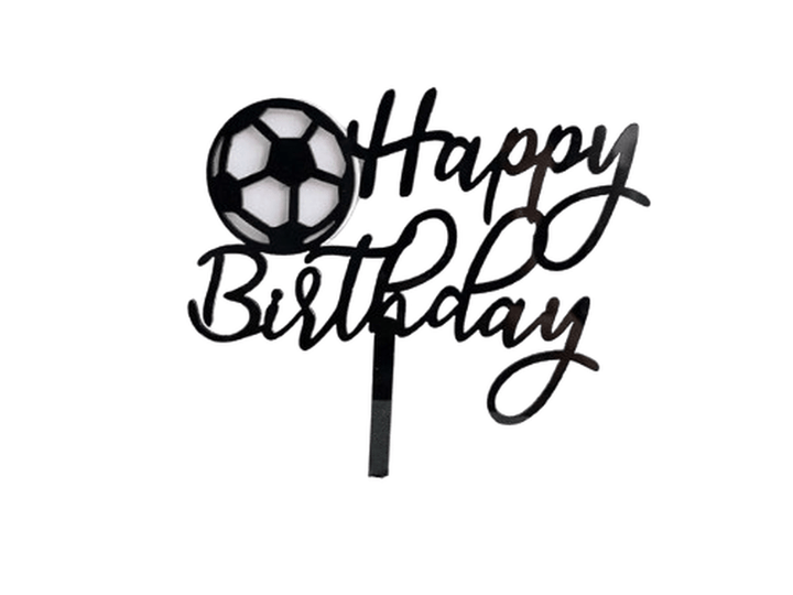 Figurine de gâteau d'anniversaire en acrylique motif football,