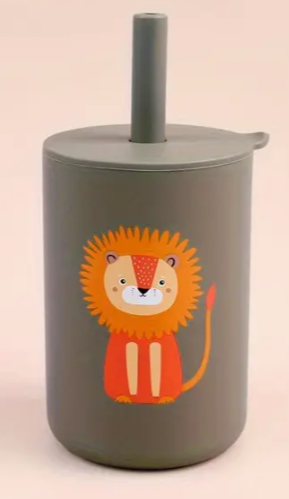 Mini gobelet pour enfants en silicone avec paille et couvercle - 150 ML