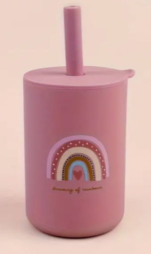 Mini gobelet pour enfants en silicone avec paille et couvercle - 150 ML