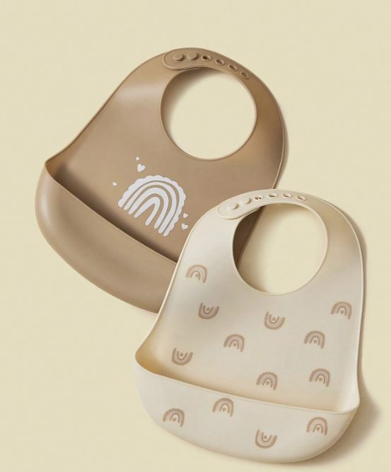Bavoirs En Silicone Imperméables Et Étanches Pour Bébé, Unisexe, 2 Pièces