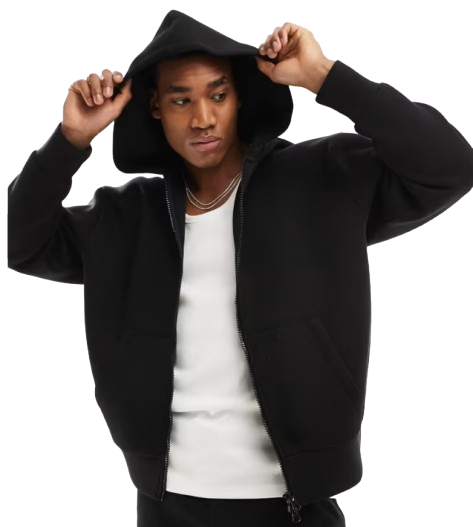 Sweat à capuche oversize épais en néoprène à fermeture éclair - Noir taille S