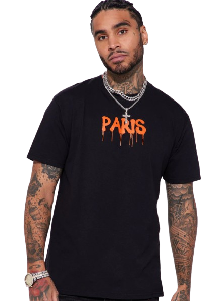 T-shirt à manches courtes Paris Drip - Noir, taille M