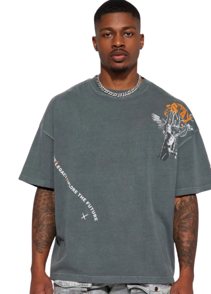 Stay United Oversized Short Sleeve Tee - Grey L