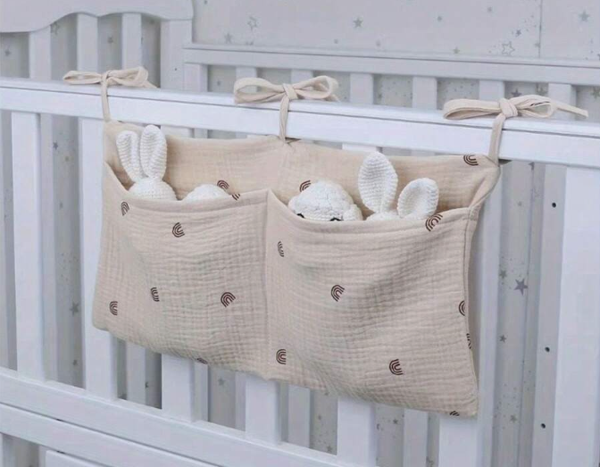 Sac rangement suspendu enfants – Double poche chevet & voiture