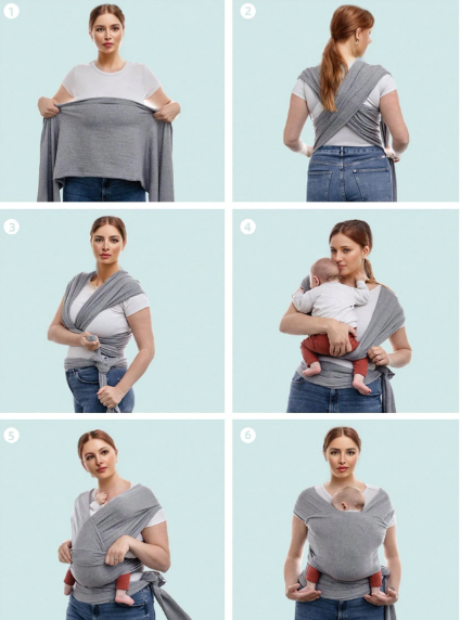Écharpe Porte-Bébé Enveloppante – De la Naissance à 16 kg