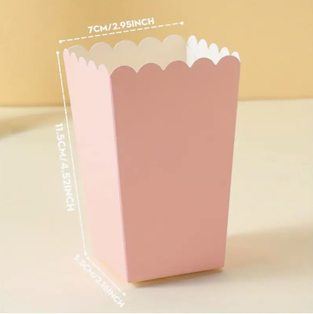 lot de 25 boîtes à pop-corn rose clair, boîtes alimentaires, boîtes pour frites, gobelets à pop-corn