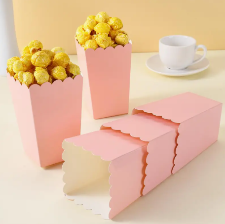 lot de 25 boîtes à pop-corn rose clair, boîtes alimentaires, boîtes pour frites, gobelets à pop-corn