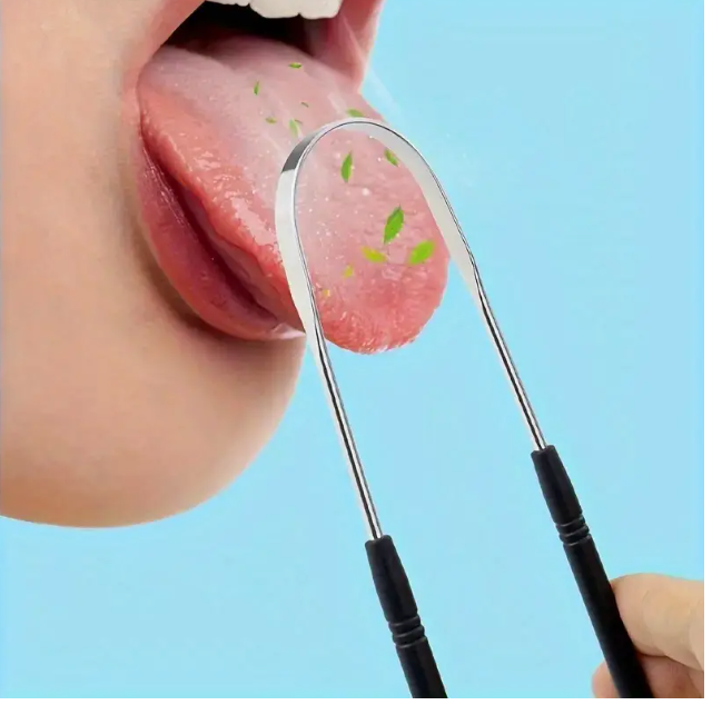 Grattoir à Langue Réutilisable en Acier Inoxydable avec Poignée Confortable - Outil de Soin Buccal et Lingual, Lot de 1 ou 2 Pièces
