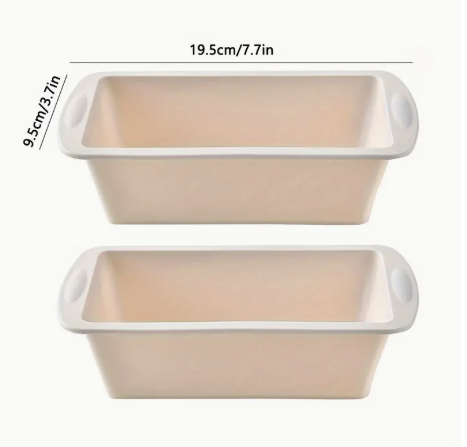 lot de 2 Moules pain et gâteau silicone - cuisson pâtisserie maison pratique, blanc