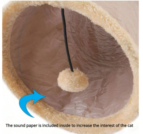 Tunnel pour chat avec pompon. Jouet pour chat/chien